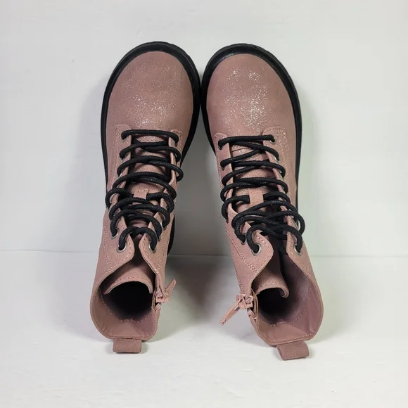 Steve Madden Girls Mauve Pink Shimmer Side Zip Up Boots Sz 12M - Picture 8 of 9